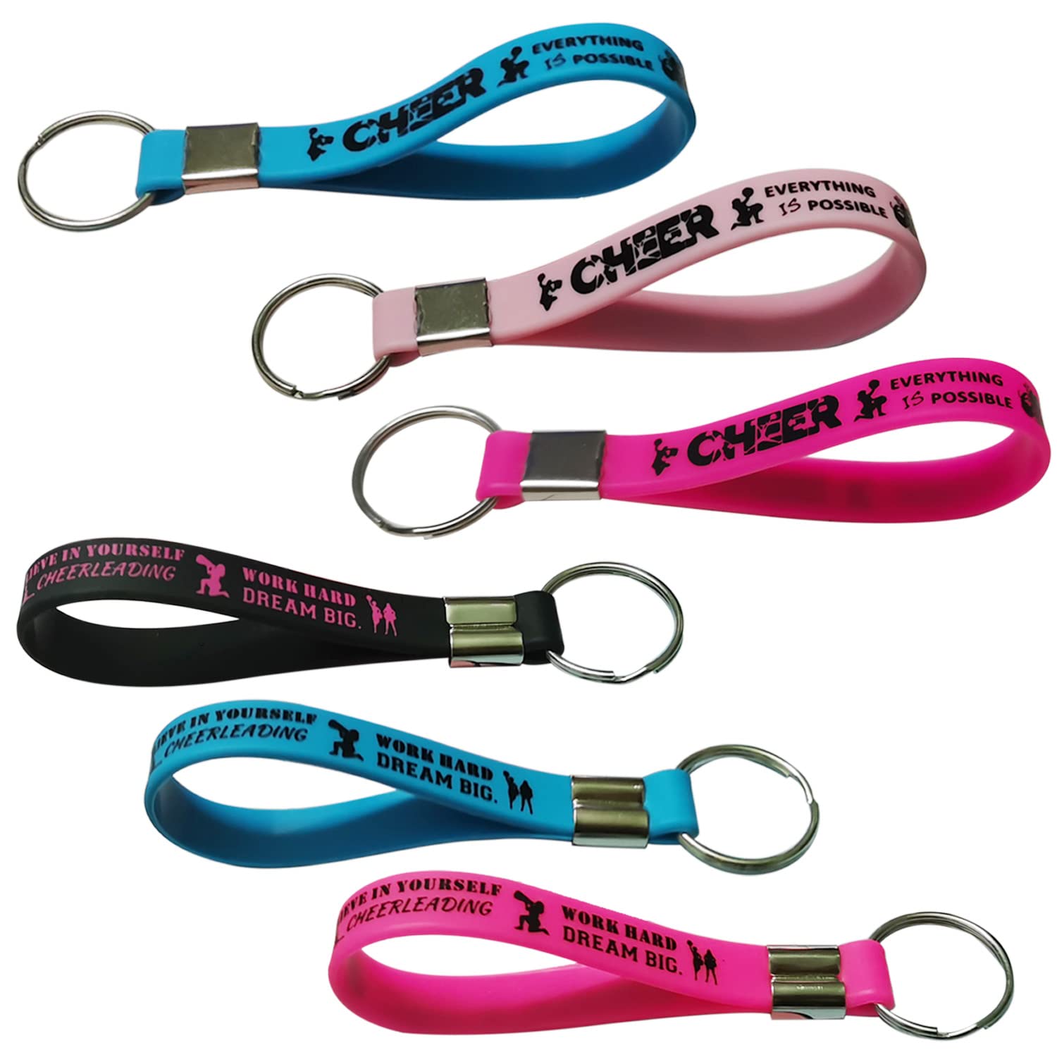 24PCS Cheerleading Keychains - Inspirational Silicone Party Favors for Cheer Dance, Sports Games, Baby Showers & Birthday Parties - Perfect Goodie Bag Gifts & Decorations for Cheerleaders & Fans