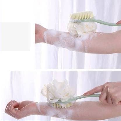 Kmils 2-in-1 Loofah Bath Brush with Handle - Exfoliating Back Scrubber for Women & Men - Body Cleaning Brush & Shower Scrubber (Random Color) - Perfect for Deep Cleansing & Spa-Like Experience at Home