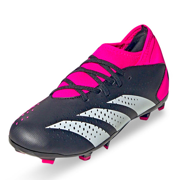 Adidas Jr. Predator Accuracy.3 Firm Ground Soccer Cleats for Kids - Core Black/Team Shock Pink - Youth Football Shoes for Firm Natural Grass Fields, Perfect for Training & Matches