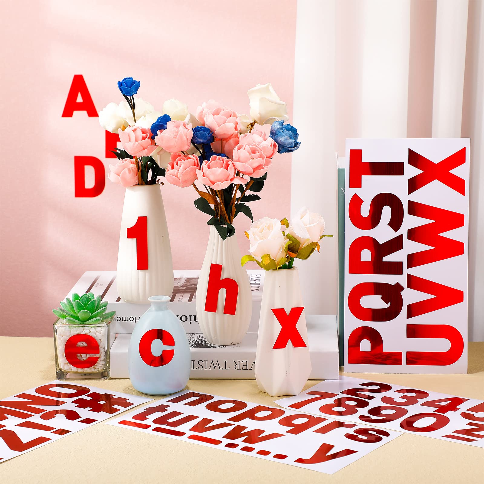 Chinco 232-Piece Large Bulletin Board Letter Stickers Set - 24 Sheets with 2.5 Inch Self-Adhesive Alphabet Letters, Numbers & Symbols in Red - Perfect for Classroom Decor, Teacher Supplies, Office Organization & DIY Craft Projects