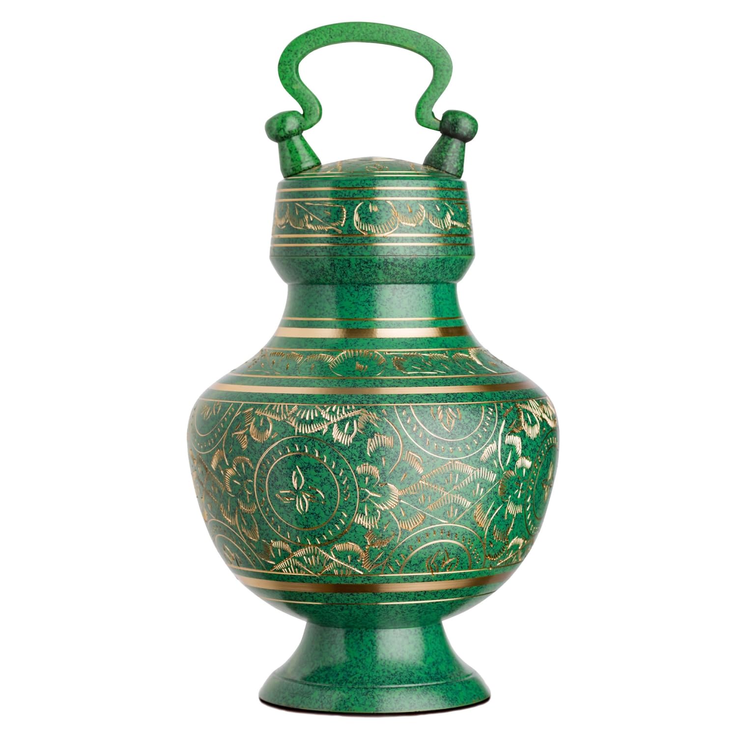 Elinora Hand Carved Brass Pet Urn for Dogs and Cats - Medium Size with Patina Finish, Perfect for Pet Ashes Memorial and Home Display