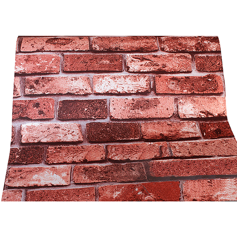 10m 3D Red Brick Print Wallpaper for Home Decor - Peel and Stick Self-Adhesive Wallpaper for Living Room, Bedroom, Kitchen, Office (Easy to Install & Remove)