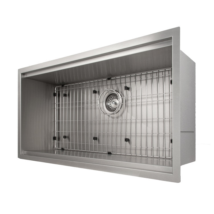 ZLINE Garmisch 33-inch Undermount Single Bowl Stainless Steel Kitchen Sink with Bottom Grid & Accessories (SLS 33) - Perfect for Modern Kitchens, Restaurant Prep & Heavy-Duty Cooking