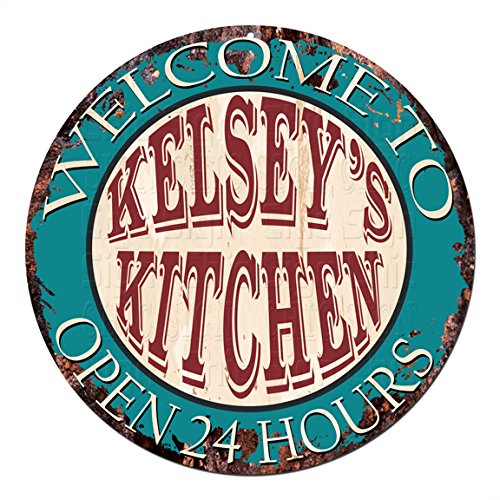 Vintage Welcome to Kitchen Open 24 Hours Metal Tin Sign - Rustic Retro Decor for Kitchen, Bar, Pub, Coffee Shop & Man Cave - Perfect Gift Idea for Home & Restaurant Decor