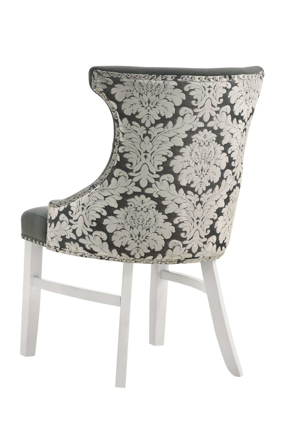 Amarilla Modern Dining Chair - Grey & White Upholstered Kitchen Chair for Home & Restaurant Use