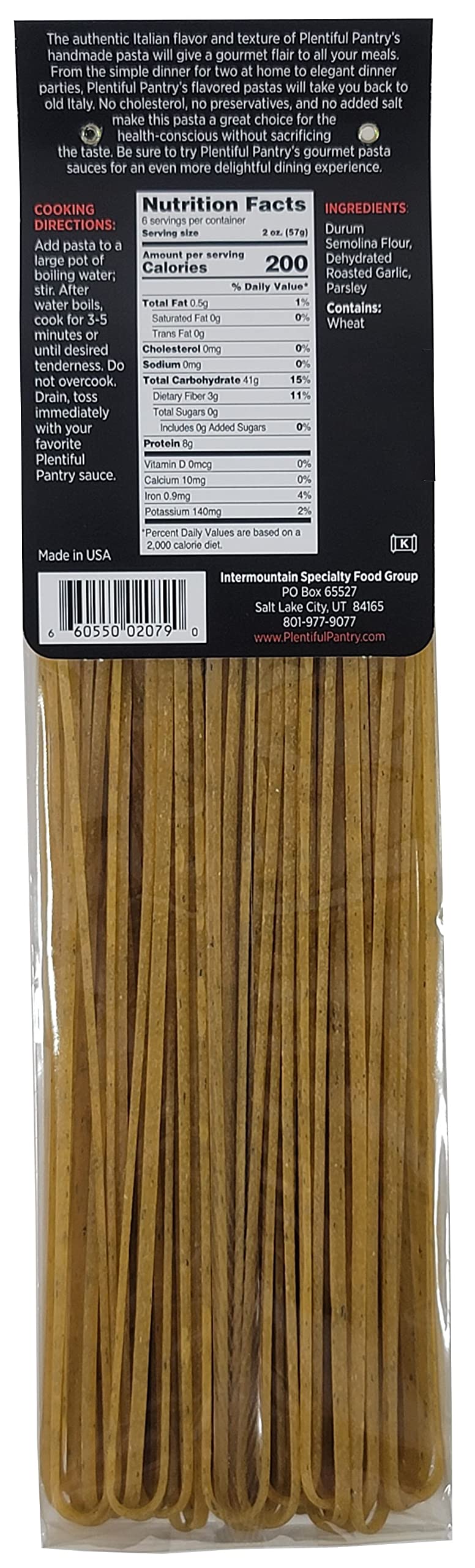 Premium Handmade Roasted Garlic Parsley Linguine Pasta - 12oz Artisan Italian Pasta, Ready in 2-3 Minutes | Perfect for Quick Dinners, Date Nights & Gourmet Italian Meals
