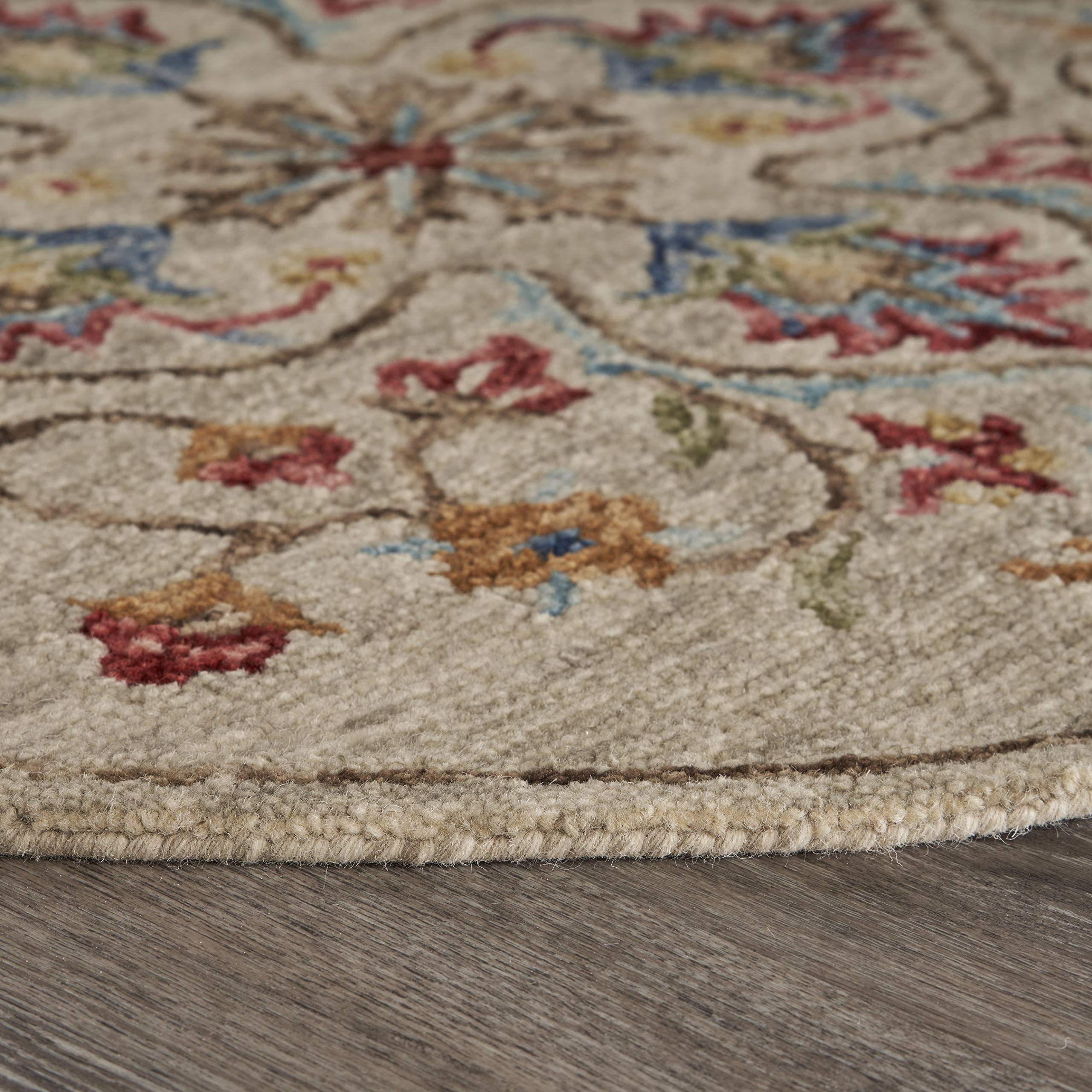 LR Home SINUOUS 6' Round Beige Area Rug - Soft Modern Boho Rug for Living Room, Bedroom & Nursery Decor