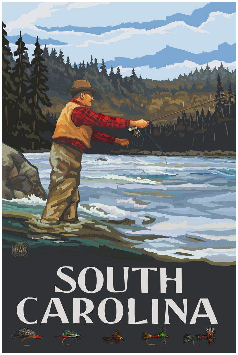 South Carolina Fishing Giclee Art Print Poster - 30