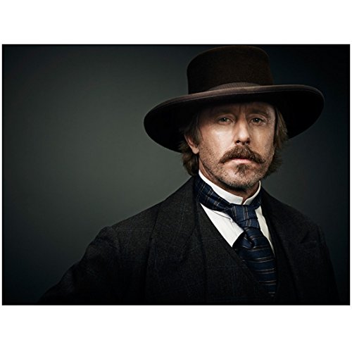 Jake Weber in Black Suit & Hat - Hell on Wheels TV Series 8x10 Photo with Dark Grey Background - Perfect for Collectors, Fans, and Home Theater Decor