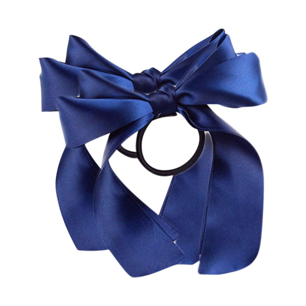 Qingsb Hair Band - 2 Pack Navy Blue Bowknot Elastic Hair Ties for Women & Girls | Soft Headwear for Sports, Work, and Everyday Use