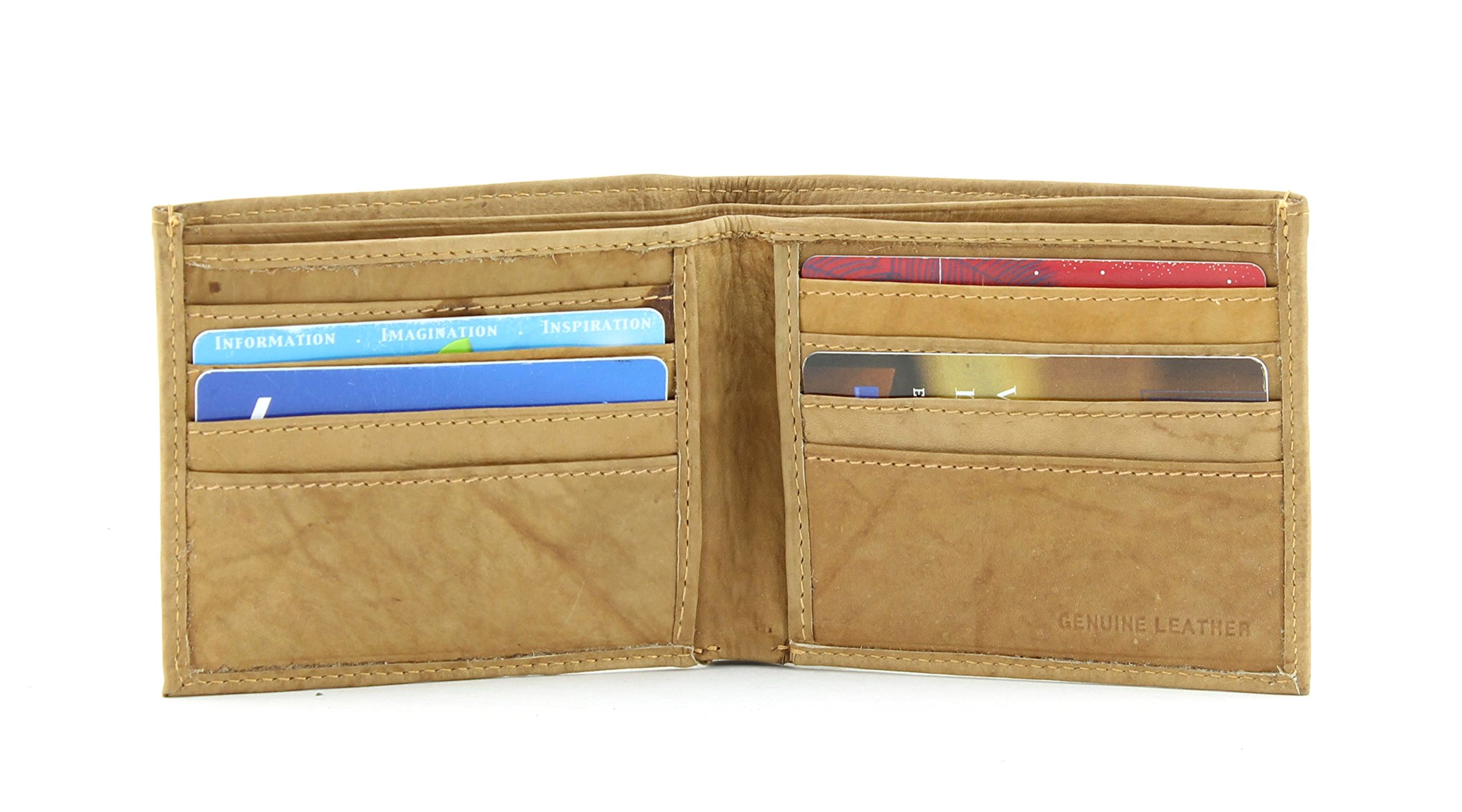 Premium Bifold Leather Wallet for Men - Genuine Top Grain Cowhide, 8 Card Slots, 2 Inner Pockets & Cash Compartments - Classic Ageless Design (Tan) - Perfect for Everyday Use, Business & Travel