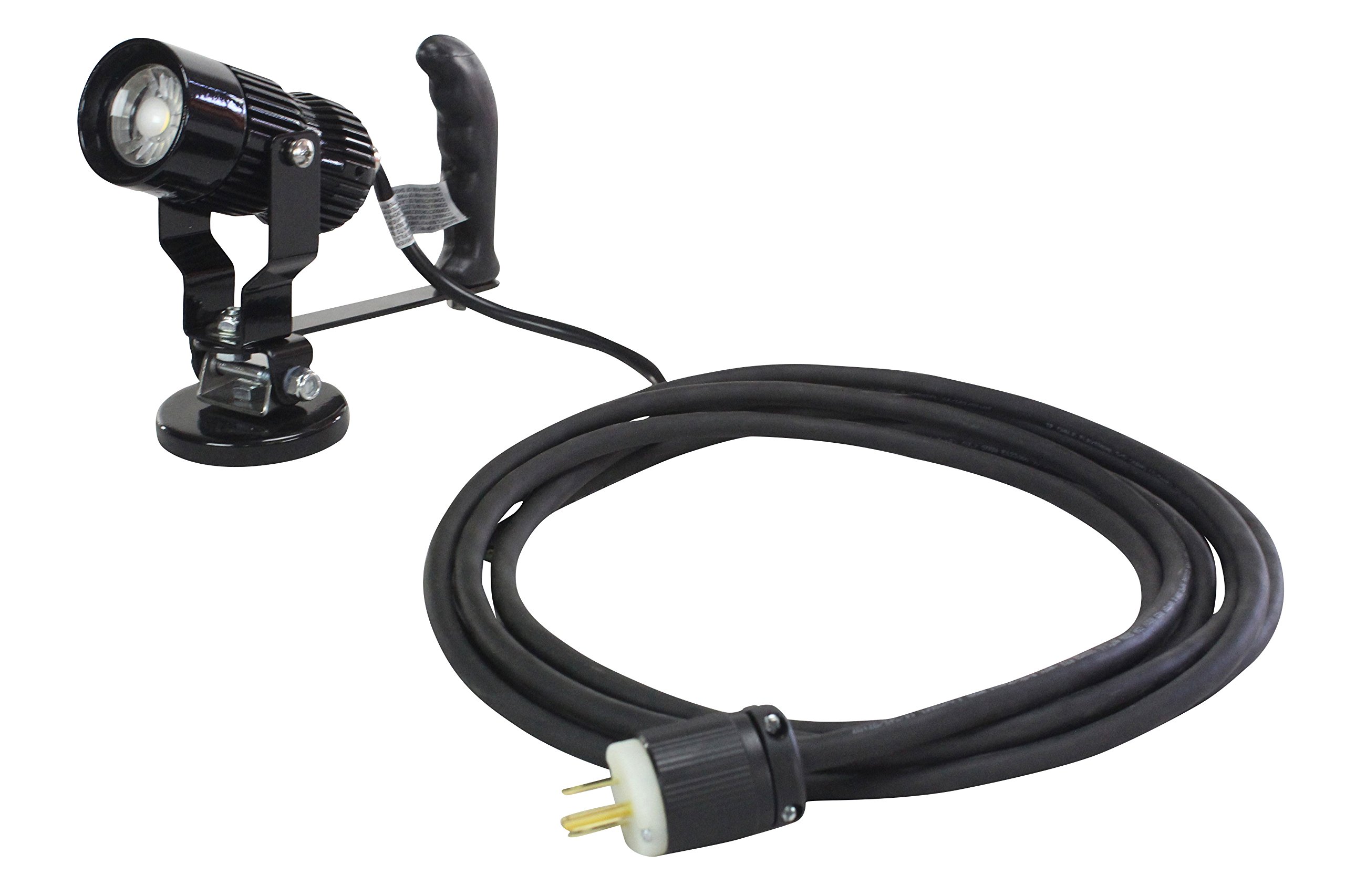 18W LED Spotlight with Magnetic Base - Adjustable Tilting & Grip Handle - 25ft Cord with Plug (-60° Flood, 5-15° Straight Beam) - Perfect for Garage, Workshop, Construction & Automotive Repairs