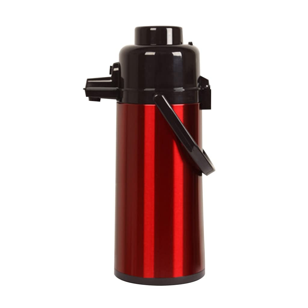 Premium Stainless Steel Thermal Coffee Airpot - Double Walled Vacuum Insulated Carafe with Splash-Proof Lid | Keeps Coffee Hot for 24 Hours | Large Capacity (Red) - Perfect for Offices, Restaurants, and Home Use