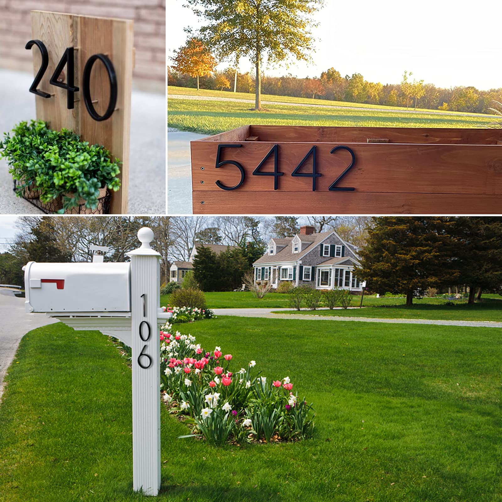 5 Inch Black Floating Modern House Numbers for Outside - Durable Address Mailbox Number with Nail Kit & Instructions (Number 4) - Perfect for Front Door, Mailbox, Fence & Outdoor Address Signage