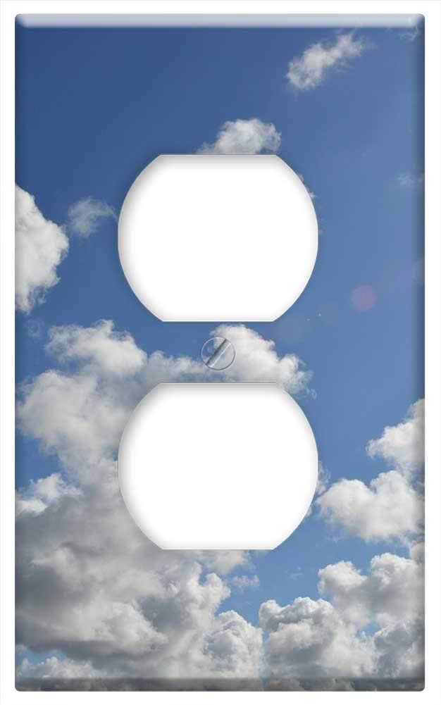 White Clouds Switch Plate Outlet Cover - Sky Blue & Cloudy Sky Design for Home Decor | Perfect for Bedroom, Nursery & Living Room Wall Outlets