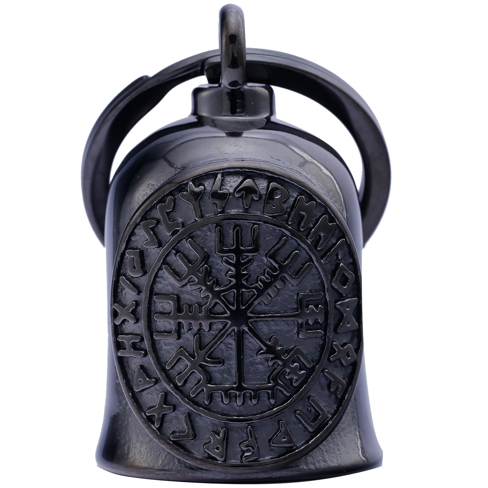 Viking Motorcycle Bell - Black & Silver Guardian Angel Bell for Riders (Men & Women) - Perfect for Harley, Cruiser & Chopper Motorcycle Protection
