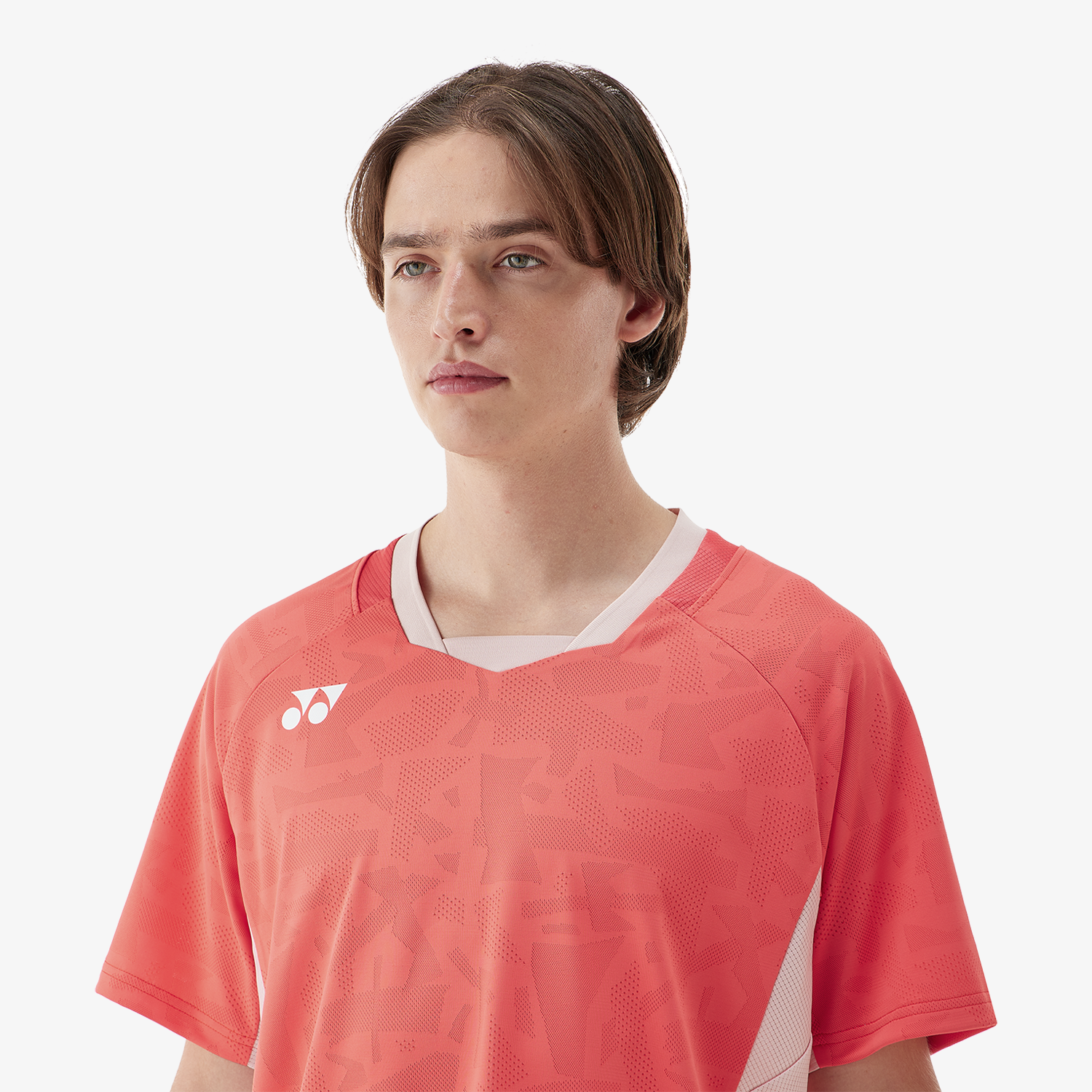 Yonex Men's Crew Neck Performance Shirt 10634 - Coral Red - Breathable & Moisture-Wicking for Tennis, Golf & Casual Wear