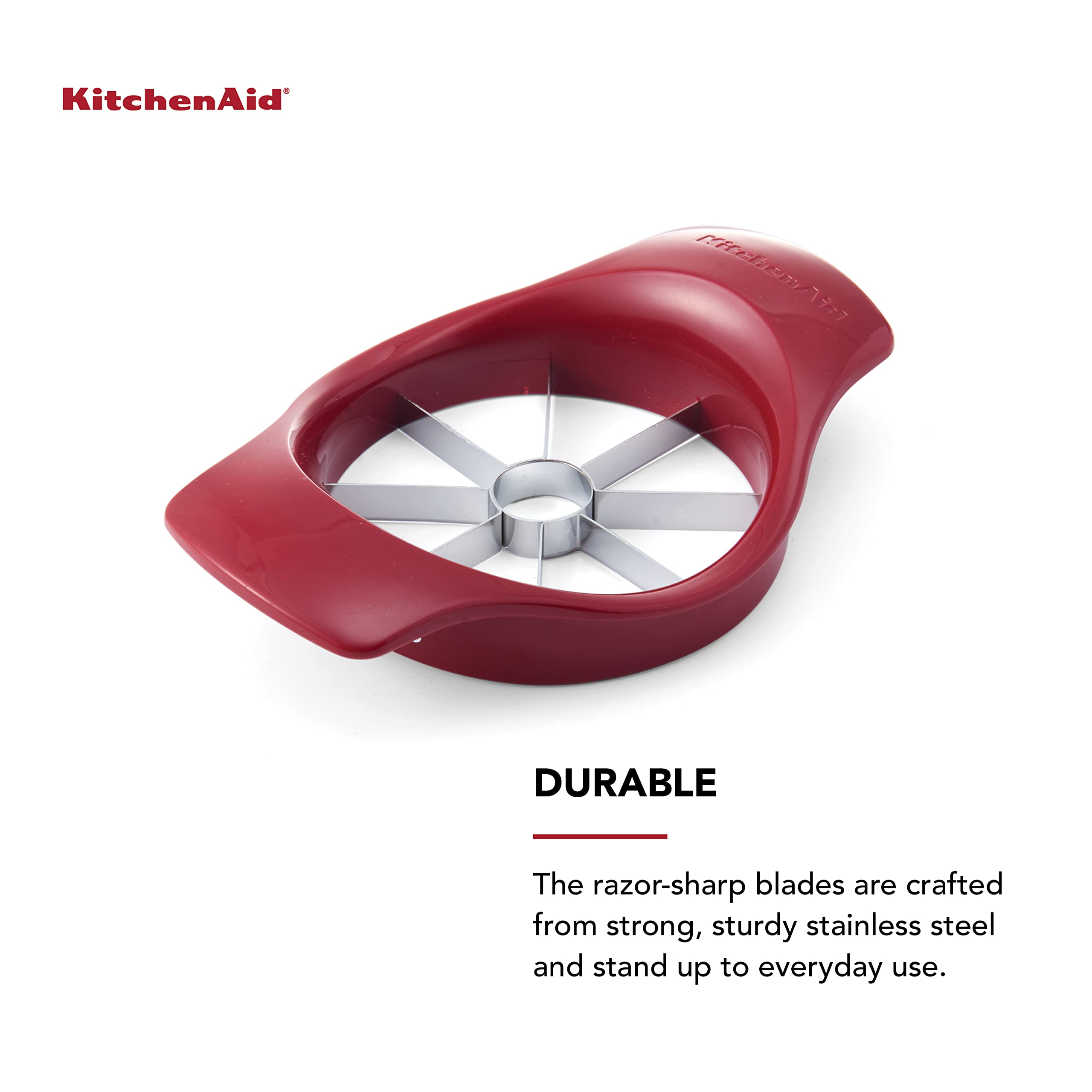 KitchenAid Classic Fruit Slicer - Red | Easy Apple, Orange & Lemon Cutter | Perfect for Smoothies, Salads & Healthy Snacks | Durable Kitchen Gadget for Home & Restaurant Use