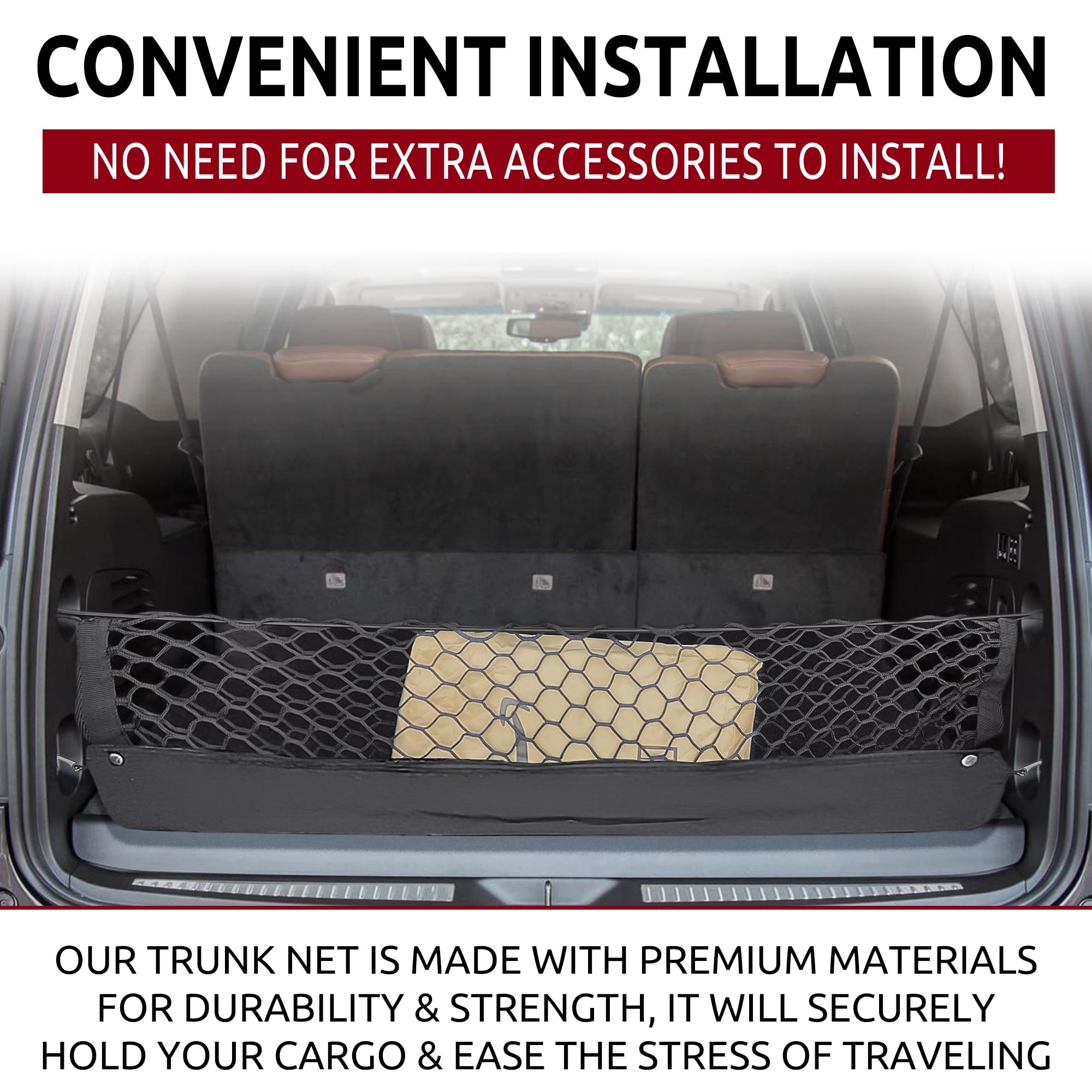 Premium Envelope Style Trunk Mesh Cargo Net for Cadillac Escalade ESV 2015-2025 | Heavy-Duty Car Storage Organizer | Universal Pickup Truck Bed Net | Perfect for Road Trips, Camping & Outdoor Adventures