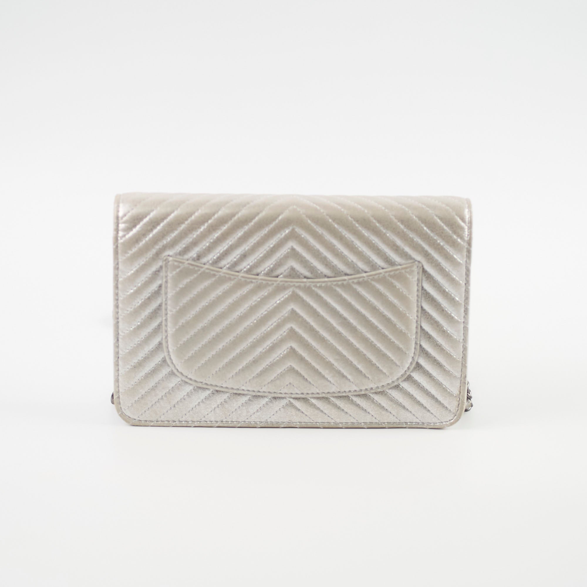 Chanel Metallic Chevron Wallet On Chain WOC Bag 22 Series - Luxury Crossbody Purse for Women, Perfect for Parties & Evening Events