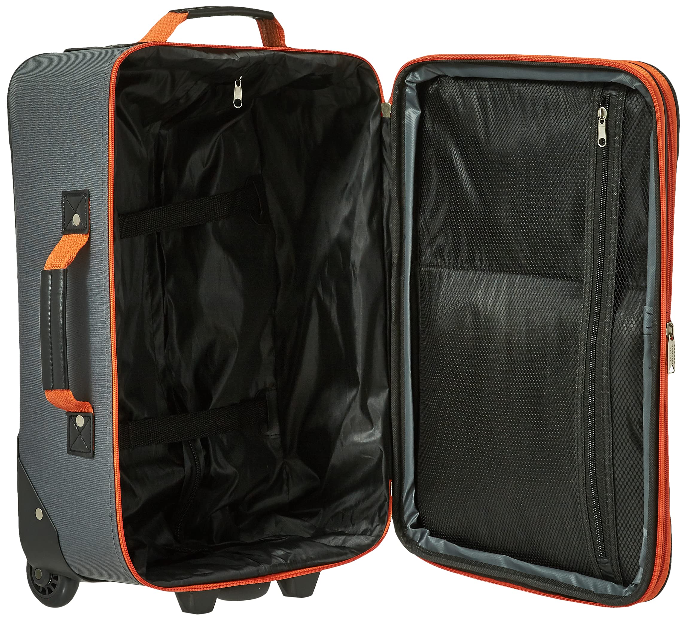 Rockland Fashion Expandable Softside Upright Luggage Set - 2-Piece (14/19 Inch) Charcoal - Lightweight Durable Suitcase for Travel, Business Trips & Vacations
