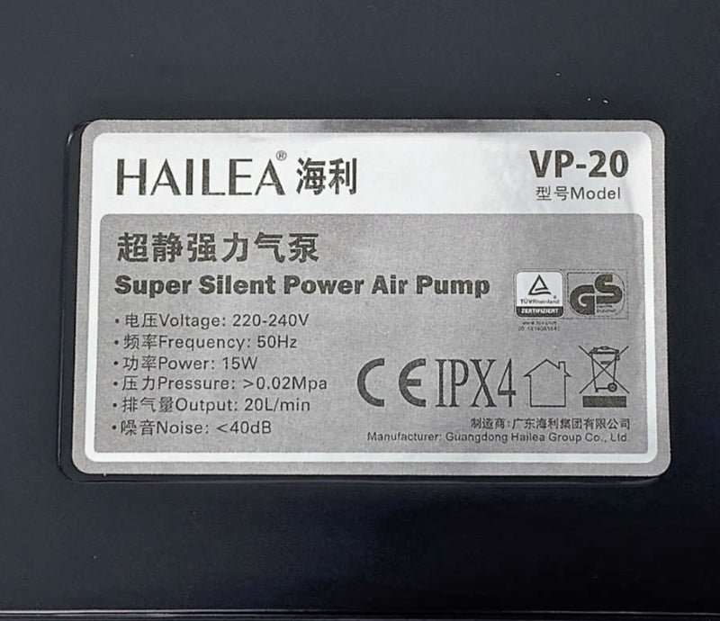 HAILEA VP Series Air Pump 10-30L/min - High Performance Aquarium Air Pump for Fish Tanks, Hydroponics & Pond Aeration