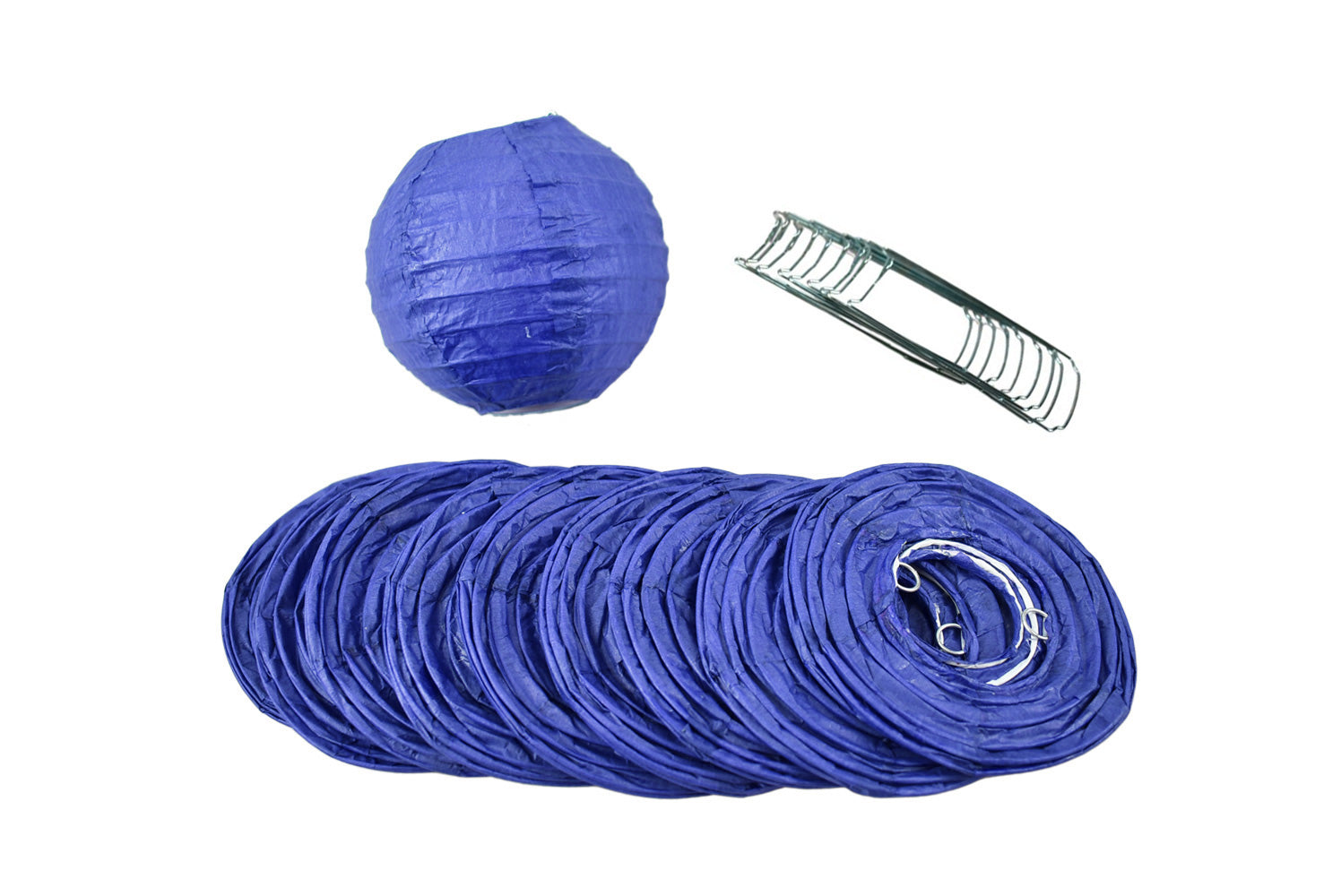 4 Pack Dark Blue Round Paper Lanterns with Even Ribbing - Hanging Party Decorations for Weddings, Birthdays & Home Decor (String Lights Sold Separately)