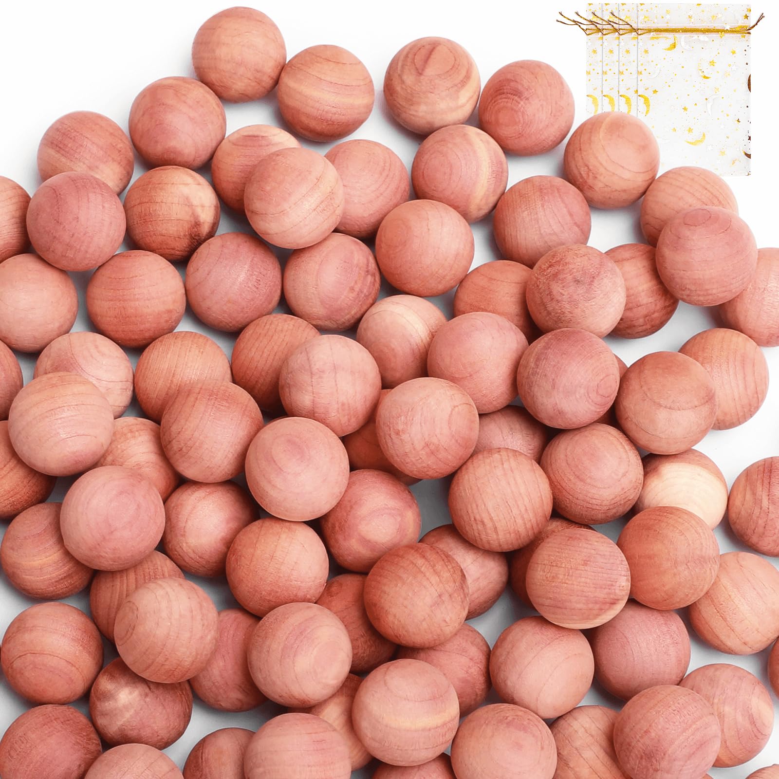 Natural Cedar Wood Blocks & Balls for Closet Storage - 100 Pcs Cedar Chips for Clothes, Drawers & Wardrobes | Fresh Scented Moth Repellent for Home, Travel & Storage Protection