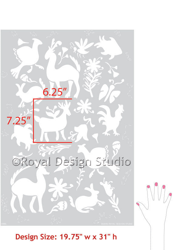 Authentic Otomi Folk Art Wall Stencil - Mexican Hand-Painted Floral Design for Home Decor, DIY Projects & Nursery Wall Painting