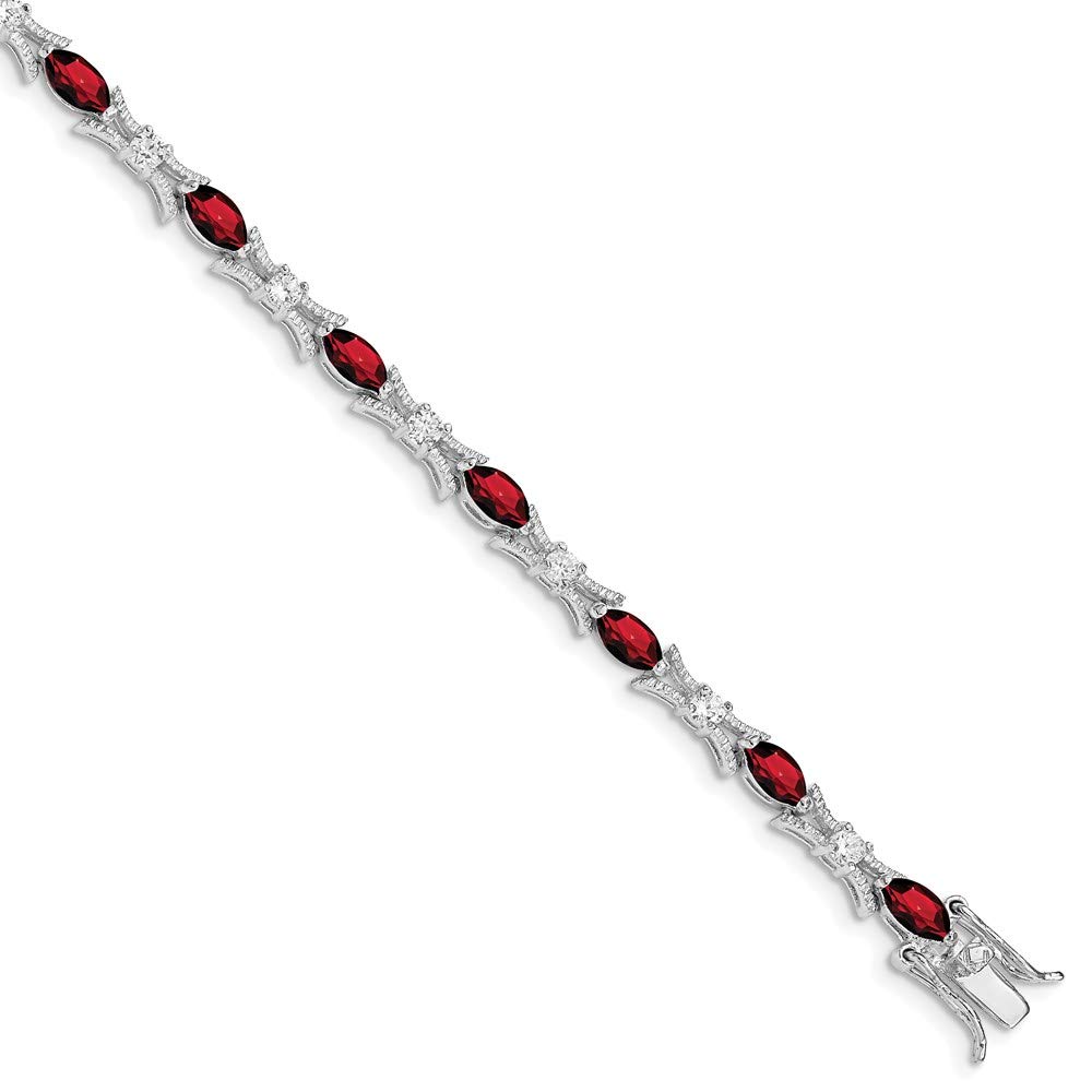 925 Sterling Silver Garnet & Cubic Zirconia Bracelet for Women - Elegant Fine Jewelry Gift for Her (7 Inch) - Perfect for Anniversaries, Birthdays & Special Occasions
