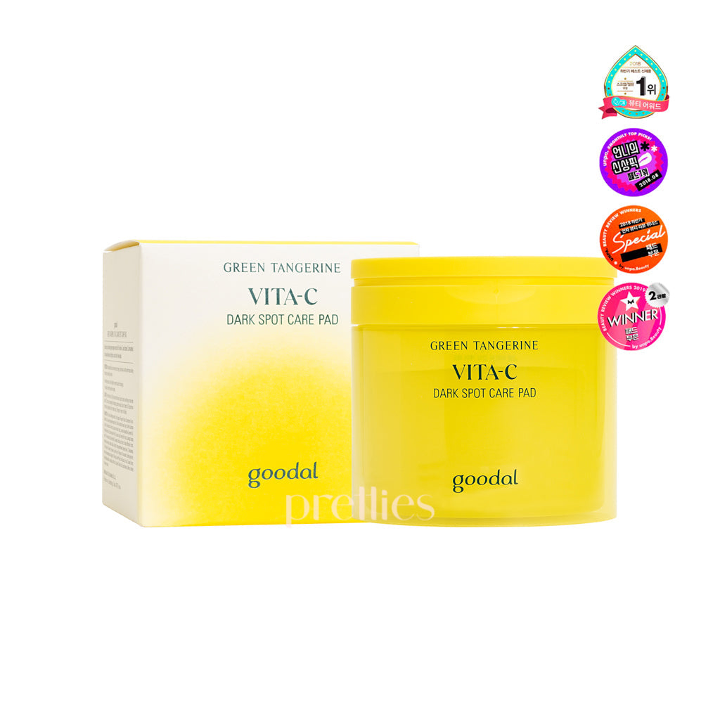 Goodal Green Tangerine Vita C Dark Spot Care Pad 70pcs - Brightening Exfoliating Pads for Face with Vitamin C - Korean Skincare for Hyperpigmentation & Uneven Skin Tone - Perfect for Night Routine & Travel Skincare (680178)