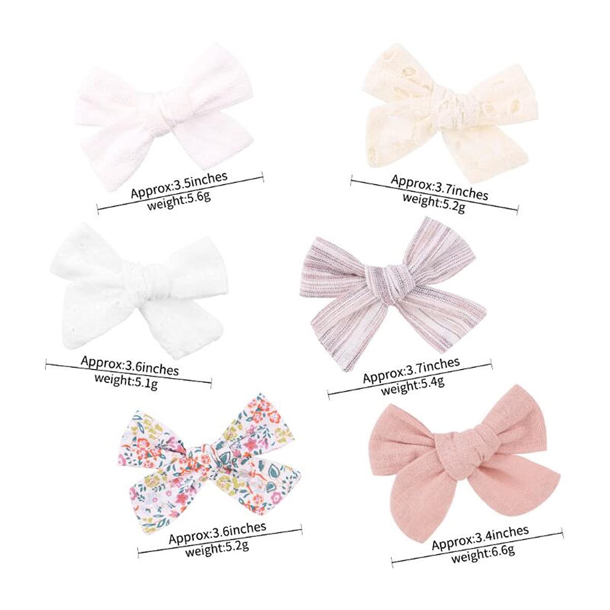 12 Pairs 3.4-3.7 Inch Baby Girl Hair Bows with Alligator Clips - Cute Hair Barrettes for Little Girls, Kids & Teens - Perfect for Parties, School, and Daily Outfits