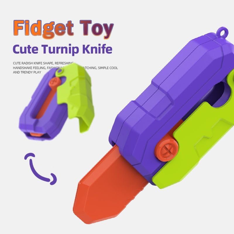 3D Plastic Mini 1911 Fidget Gun Knife Toy Set - 2PCS Stress Relief Gravity Slider for Adults & Kids - ADHD Anxiety Relief Gadget - Cool Purple Sensory Toy for Office, School & Home Use