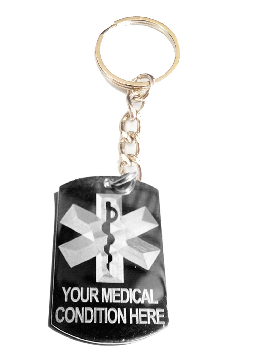 Custom Medical Alert Keychain - Personalized Metal Ring for Emergency ID