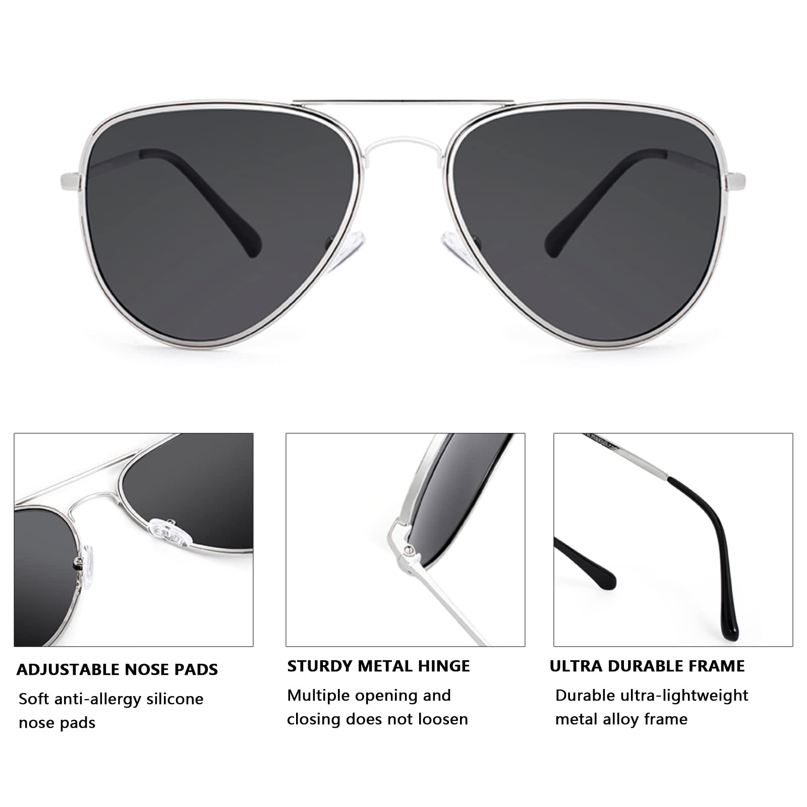 MAXJULI Polarized Aviator Sunglasses for Men & Women - UV Protection, Large Frame for Big Heads (Model 8123) - Perfect for Driving, Outdoor Sports & Beach Vacations