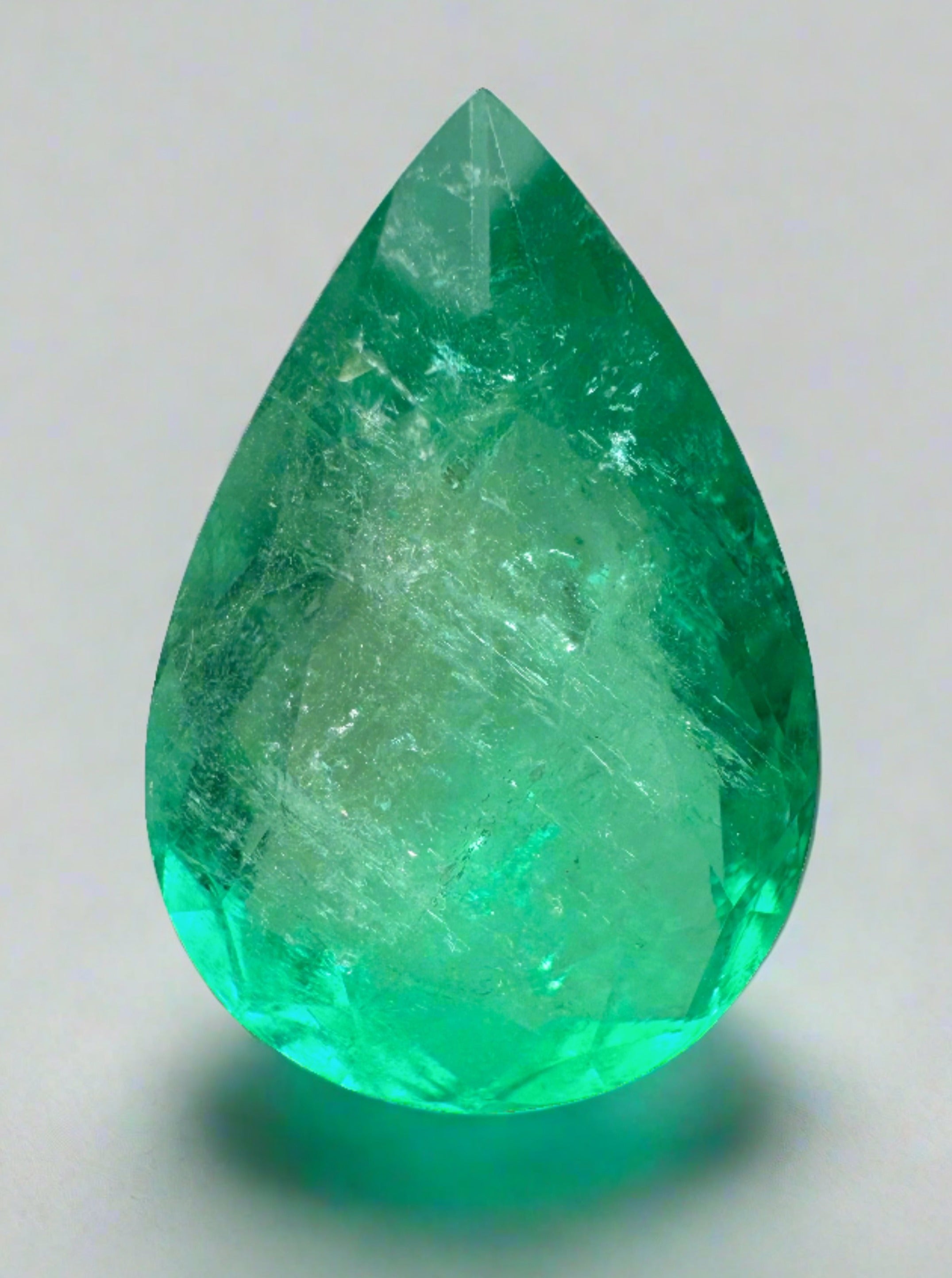 10.05 Carat Natural Colombian Emerald Pear Cut Loose Gemstone - 20x13mm Vivid Green for Jewelry Making & Engagement Rings