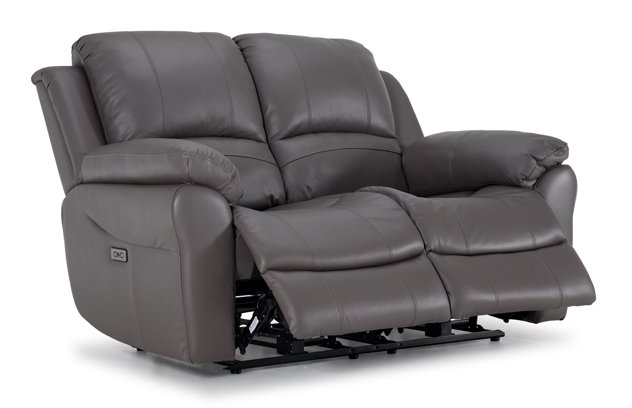 Premium Alba Leather Power Reclining Loveseat in Grey - Modern Comfort for Living Room, Home Theater & Relaxation