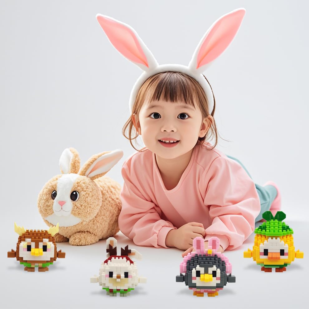 Pinkiwine 6 Pack Easter Building Block Toys for Kids - Creative STEM Educational Toys for Boys & Girls Ages 3-12 - Perfect Easter Basket Stuffers, Party Favors & Holiday Gifts (Easter Bunny, Egg & Spring Theme)