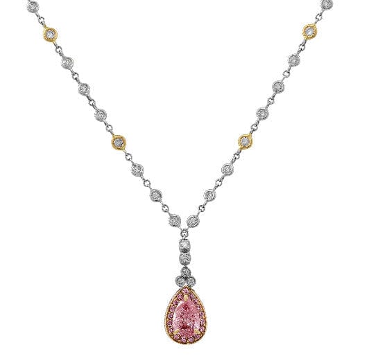 18K Gold Fancy Intense Pink Diamond Pendant Necklace for Women - Elegant Jewelry Gift for Anniversary, Valentine's Day & Special Occasions