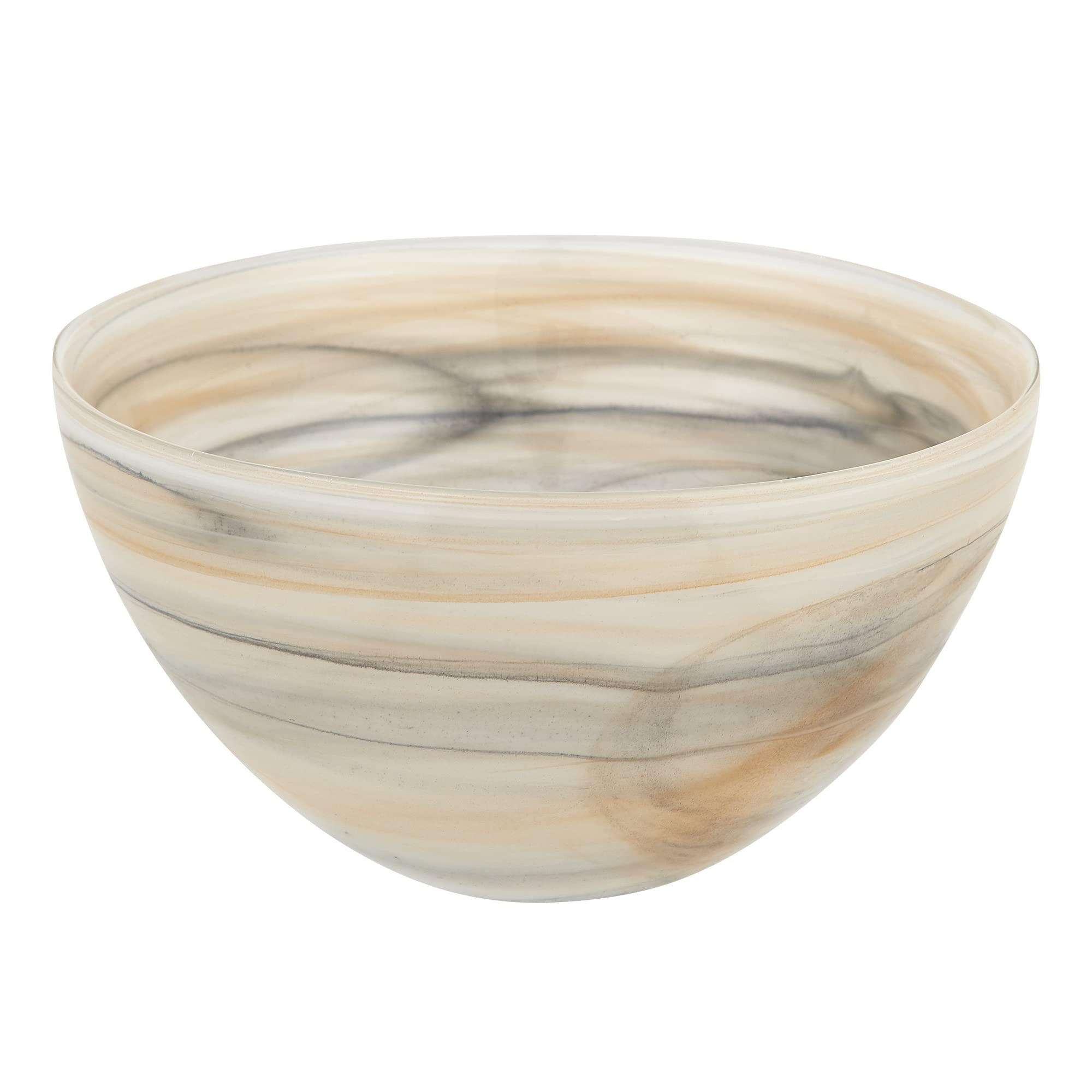 Badash 6-Inch Decorative Salad Bowl - Alabaster Glass Soup, Rice, Fruit, Dessert & Cereal Bowl in Taupe | Perfect for Dining, Entertaining & Kitchen Decor