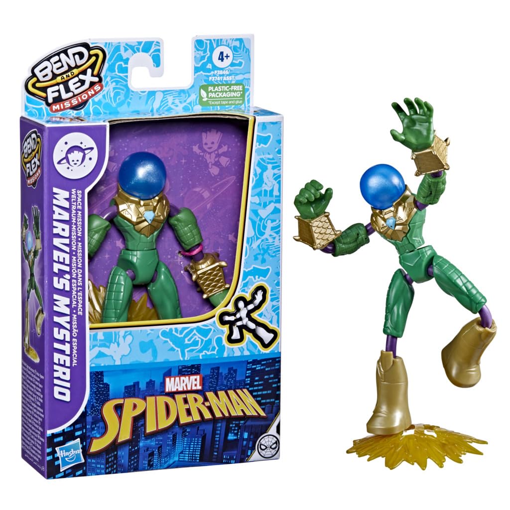Spider-Man Marvel Bend & Flex Mysterio Space Mission 6-Inch Action Figure - Flexible Superhero Toy for Kids Ages 4+ | Perfect for Playtime, Collecting & Marvel-Themed Birthday Gifts