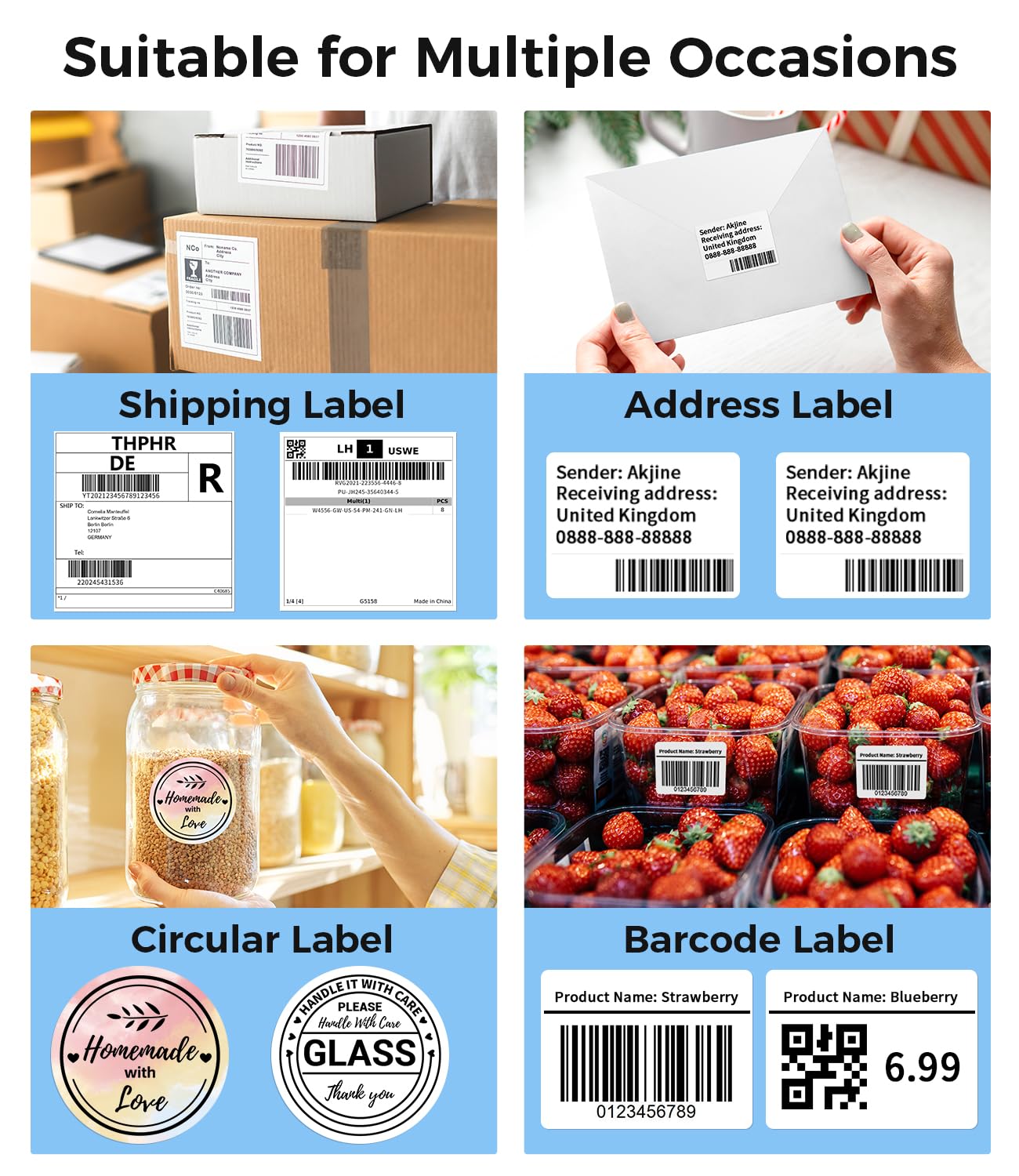 Phomemo PM241BT 4x6 Bluetooth Thermal Label Printer for Shipping, Barcode, Amazon, DHL, FedEx, UPS - Wireless Label Maker for Home Office, Small Business & E-commerce Packaging