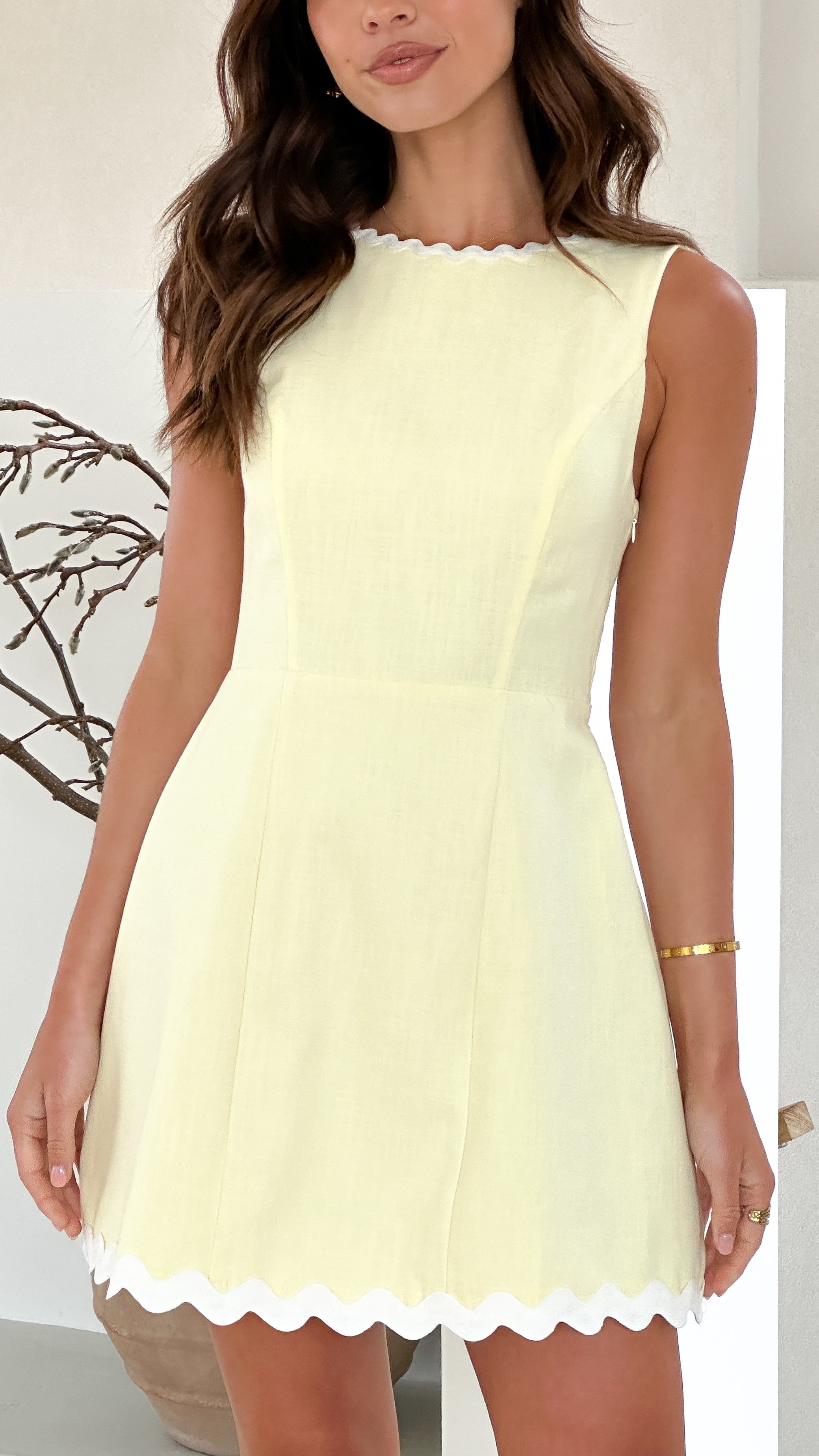 Aceline Mini Dress - Lemon & White | Flirty Summer Outfit for Beach, Party & Date Night