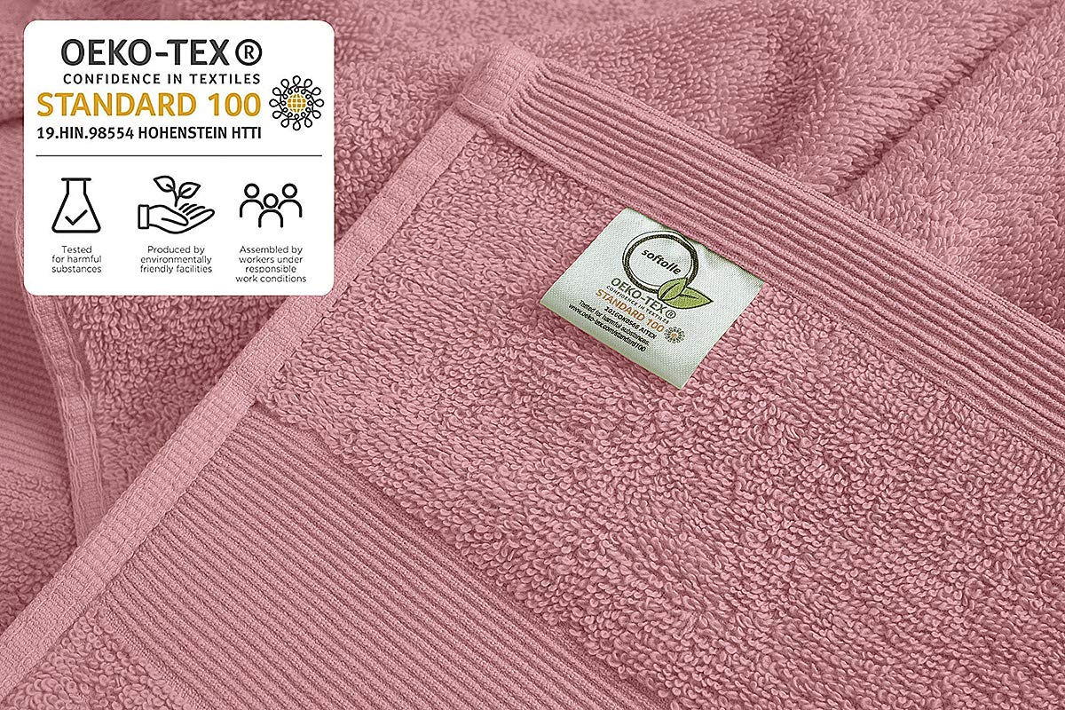 Softolle 100% Cotton Luxury Bath Towels Set of 4 - Ultra Soft & Highly Absorbent 27x54 Inch Bathroom Towels - Eco-Friendly, Plush & Quick-Drying for Spa, Hotel & Home Use (Pink)
