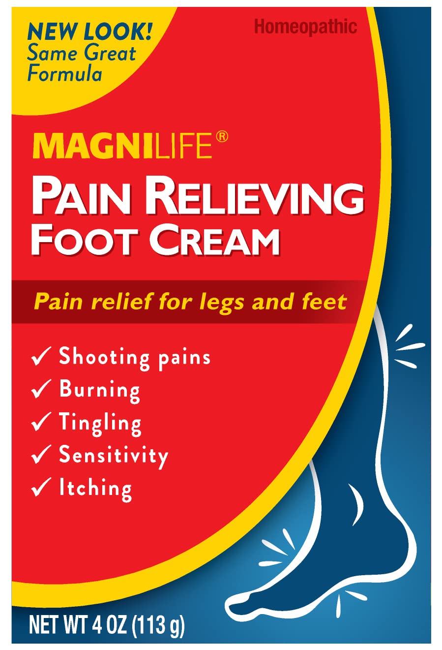 MagniLife Pain Relieving Foot Cream - All-Natural Moisturizer with Beeswax & Eucalyptus for Sore, Burning, Tingling Feet - 4oz Foot Care for Neuropathy, Plantar Fasciitis & Daily Comfort