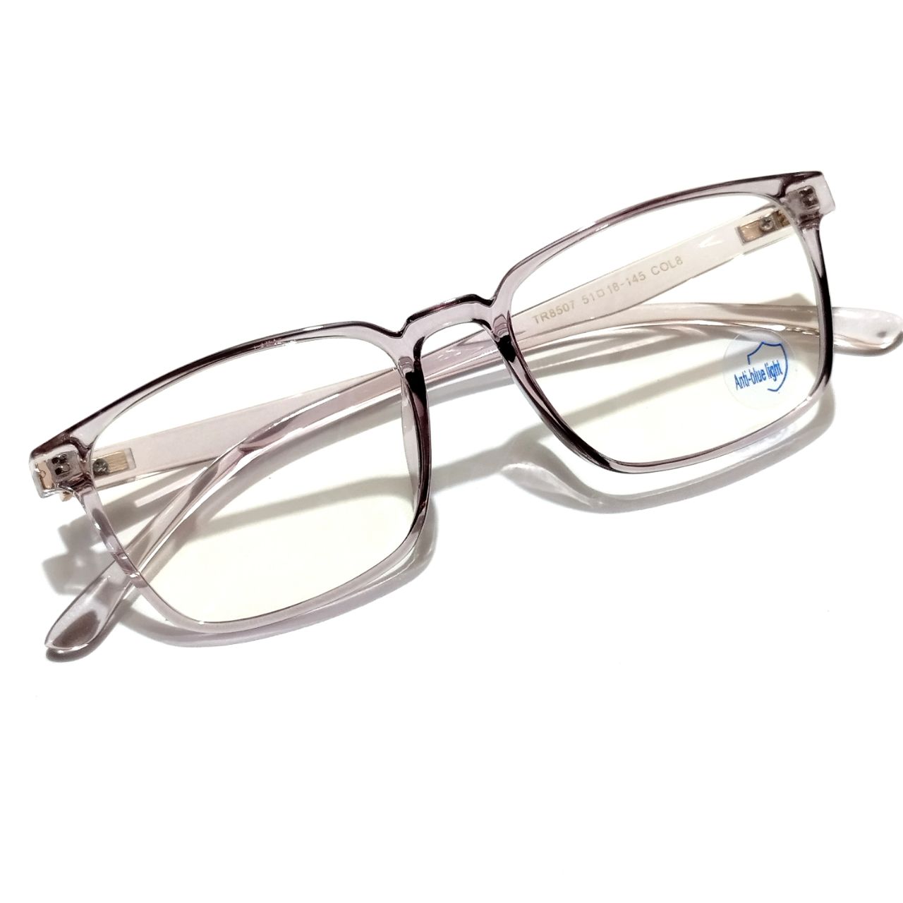 Anti Blue Light Glasses for Men & Women - Transparent Purple Frame (M8507 C8) - Reduce Eye Strain for Computer, Gaming & Phone Use