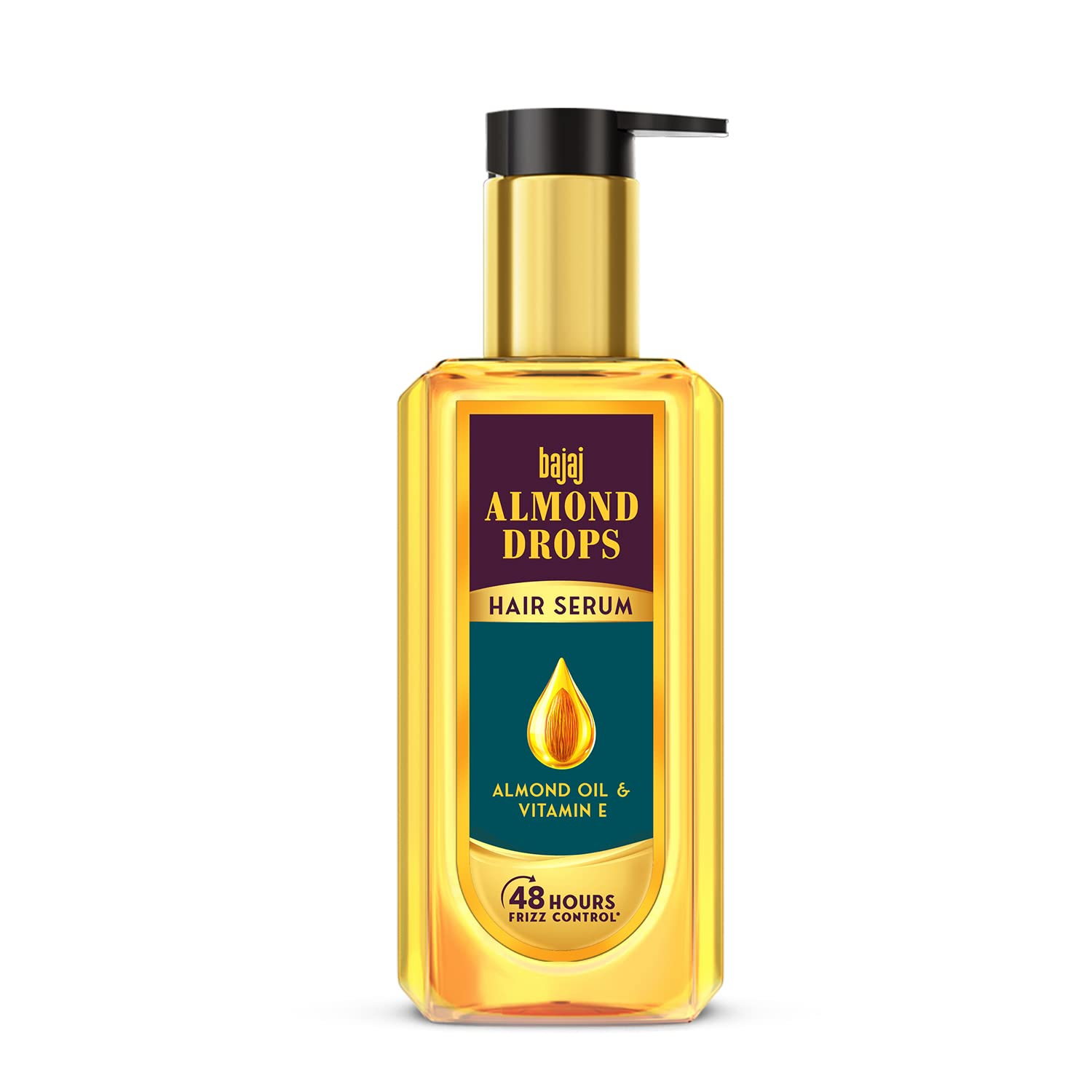 Bajaj Almond Drops Hair Serum 100ml with Almond Oil & Vitamin E - Nourishing Treatment for Dry, Frizzy Hair - Perfect for Daily Hair Care & Styling