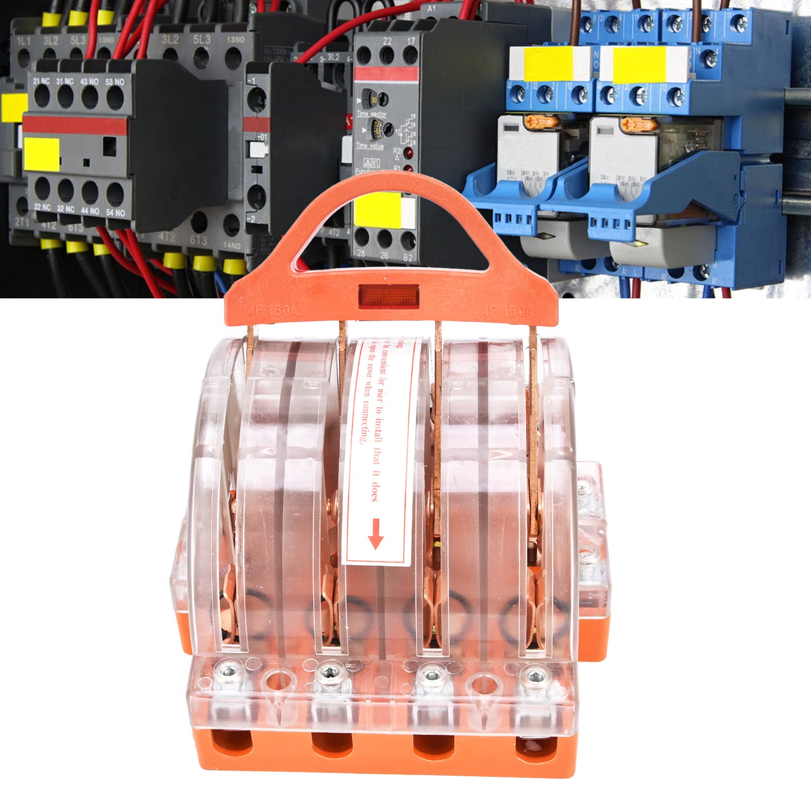 4 Pole Knife Switch 160A AC 380V - Double Throw Disconnect Switch with Transparent Cover & LED Indicators - Perfect for Industrial Electrical Panels, Power Distribution & Motor Control Applications