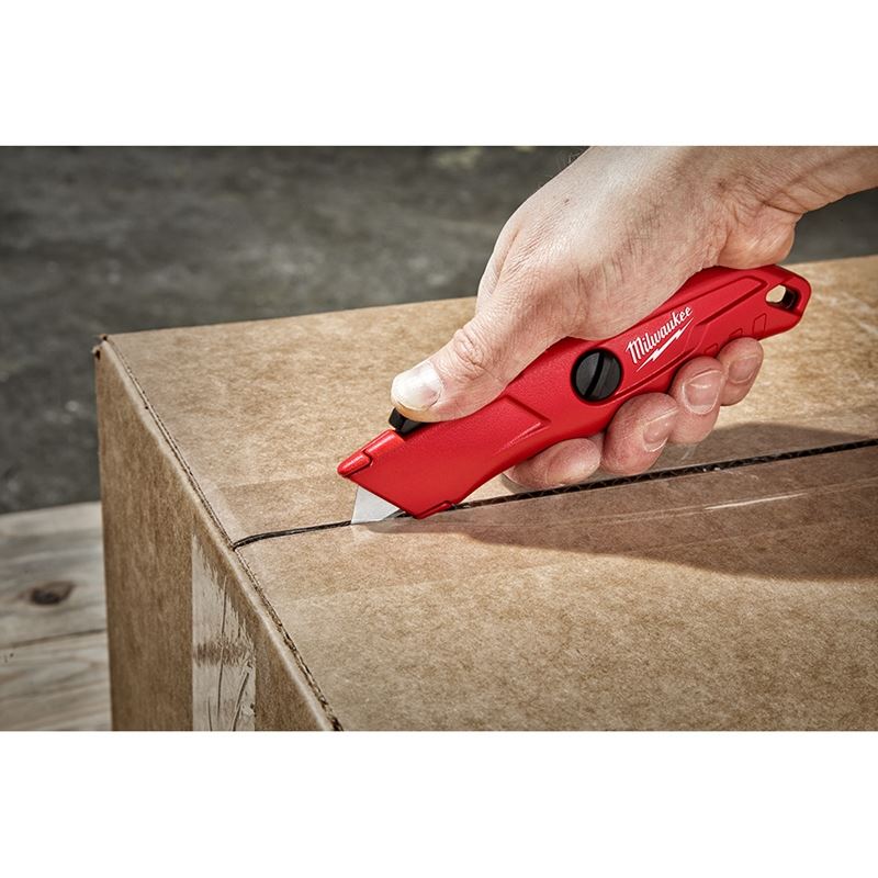 48-Pack 22-Inch Self-Retracting Utility Knife - Heavy Duty Safety Box Cutter for Warehouse, Construction, and DIY Projects - Sharp Replaceable Blades for Cardboard, Packaging, and Craft Cutting