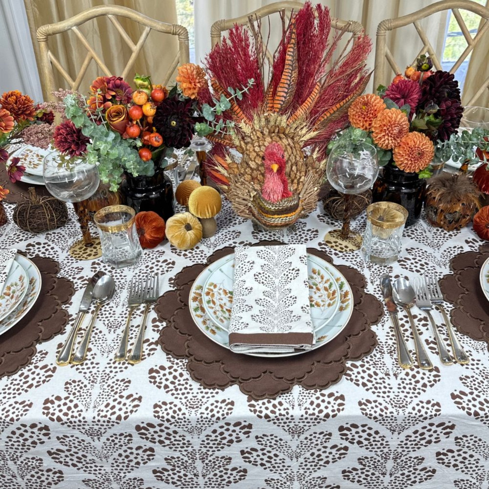 Premium Cocoa Kelli Tablecloth - Waterproof & Stain Resistant Rectangular Table Cover for Dining, Parties, and Outdoor Events - Elegant Home Decor for Kitchen, Patio, and Special Occasions